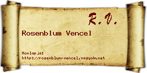 Rosenblum Vencel névjegykártya
